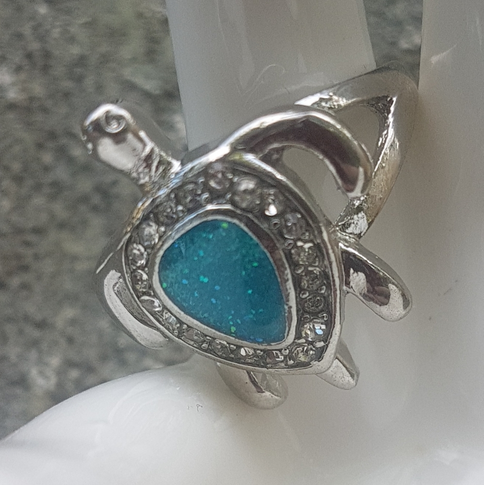 🐢 Blue Sea Turtle Ring 💍 - Picture 3 of 6